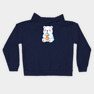 Cute Polar Bear with Softdrink Kids Hoodie